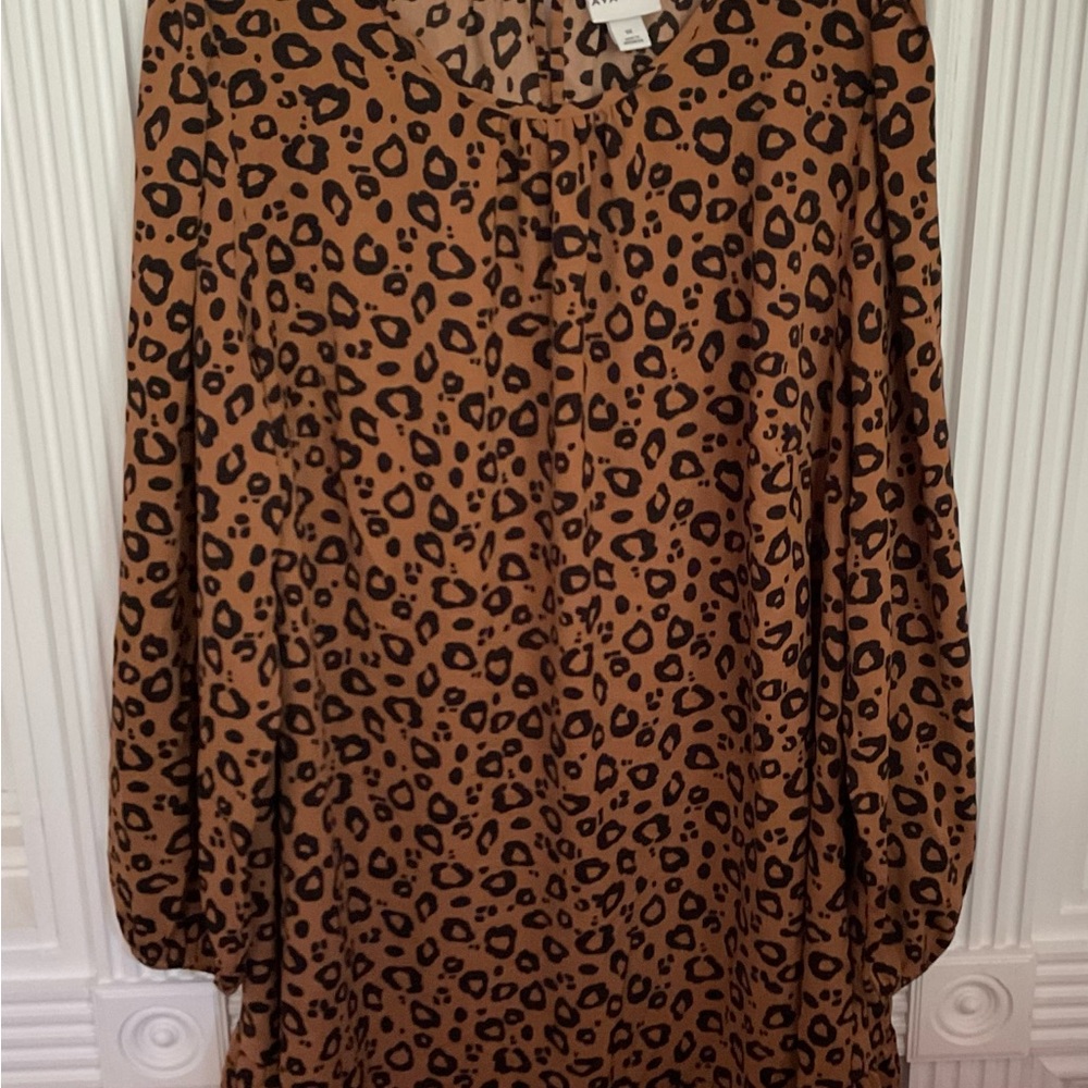 Ava & Viv Brown Leopard Print Midi Dress